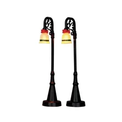 Lemax Bell Ornament Lamp Post Set of 2 B/O 4.5V Cod. 54932- Luci E Alimentatori