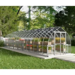 Canopia Bella Doppio Strato Serra Da Giardino in Policarbonato 964X244X219 cm Argento- Serra Da Giardino Canopia