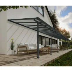 Canopia Feria Pergola Addossata in Alluminio 3X13.4 m Grigio- Pergole