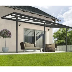 Canopia Feria Pergola Addossata in Alluminio 3X5.5 m Grigio- Pergole