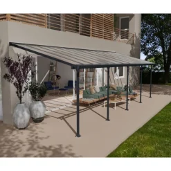 Canopia Feria Pergola Addossata in Alluminio 3X9.2 m Grigio- Pergole