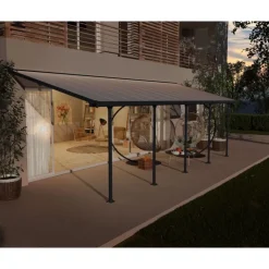 Canopia Feria Pergola Addossata in Alluminio 3X8.5 m Grigio- Pergole