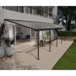 Canopia Feria Pergola Addossata in Alluminio 3X9.7 m Grigio- Pergole
