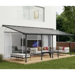 Canopia Feria Pergola Addossata in Alluminio 3X7.3 m Grigio- Pergole