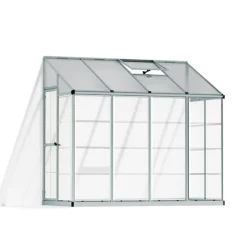 Canopia Lean-To Serra Da Giardino in Policarbonato Argento 244X124X225 cm Ibrida- Serra Da Giardino Canopia