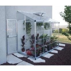 Canopia Lean-To Serra Da Giardino in Policarbonato Argento 244X124X225 cm Ibrida- Serra Da Giardino Canopia