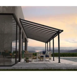 Canopia Olympia Pergola Addossata in Alluminio 3X9.2 m Grigio- Pergole