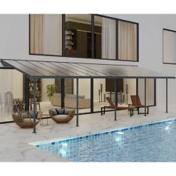Canopia Sierra Pergola Addossata in Alluminio 3X9.2 m Grigio- Pergole