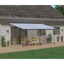 Canopia Sierra Pergola Addossata in Alluminio 3X6.2 m Grigio- Pergole