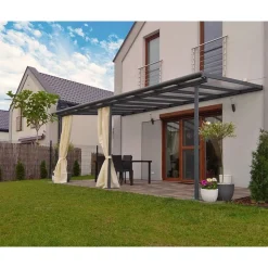 Canopia Sierra Pergola Addossata in Alluminio 3X5.6 m Grigio- Pergole
