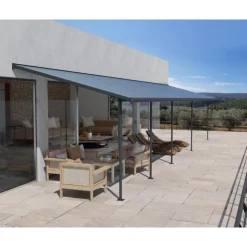 Canopia Sierra Pergola Addossata in Alluminio 3X10.4 m Grigio- Pergole