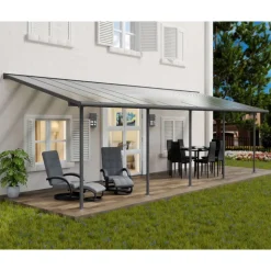 Canopia Sierra Pergola Addossata in Alluminio 3X8.6 m Grigio- Pergole