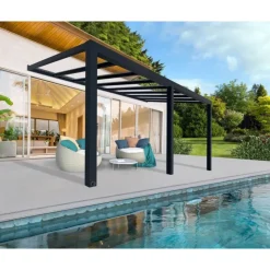 Canopia Stockholm Pergola Addossata in Alluminio di Premium 3.4X6 m Trasparente- Pergole