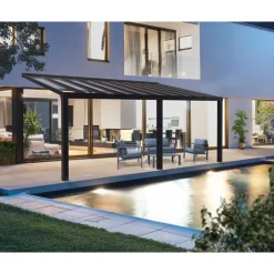 Canopia Stockholm Pergola Addossata in Alluminio di Premium 3.4X7.3 m Trasparente- Pergole