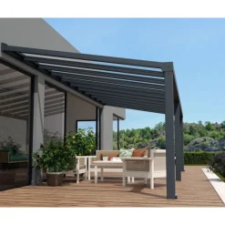 Canopia Stockholm Pergola Addossata in Alluminio di Premium 3.4X8 m Trasparente- Pergole