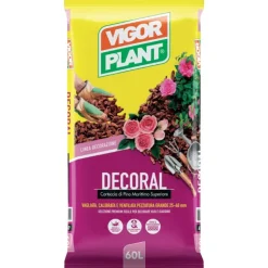 Vigorplant Corteccia selezionata di Pino Grande 25-40 mm Decoral 60 litri- Terricci Per Piante