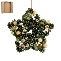 Edelman Ghirlanda Addobbata a Forma di Stella Color Verde 34 cm- Ghirlande