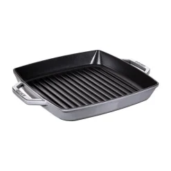 Staub Griglia 2 Manici 33 x 33 cm Grigia Graphite in Ghisa- Bistecchiere Griglie E Gratelle