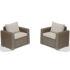 Keter 2 Poltrone Con Braccioli CALIFORNIA Cappuccino- Divani E Set Da Giardino|Divani E Set Da Giardino