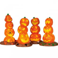 Lemax Light Up Pumpkin Stack, Set of 4 B/O 4.5V Cod. 34623- Luci E Alimentatori|Luci E Alimentatori