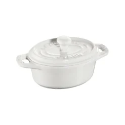 Staub Mini Cocotte Ovale 11 cm Bianca in Ceramica- Mini Cocotte E Ramekin
