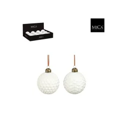 Edelman Pallina di Vetro 8 cm Color Bianco. Pesso Singolo.- Addobbi Per Albero Di Natale