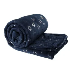 Unique Living Plaid Throw Golden Star 130 x 160 cm Colore Dark Blue- Plaid Unique Living|Cuscini E Plaid