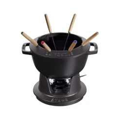 Staub Set Fonduta Gourmet 18 cm Nero in Ghisa- Set Fonduta E Crepiere
