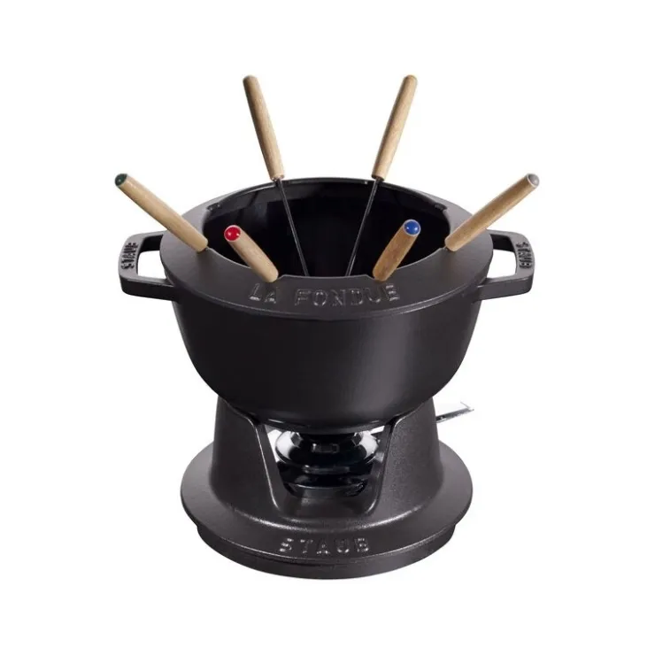 Staub Set Fonduta Gourmet 18 cm Nero in Ghisa- Set Fonduta E Crepiere