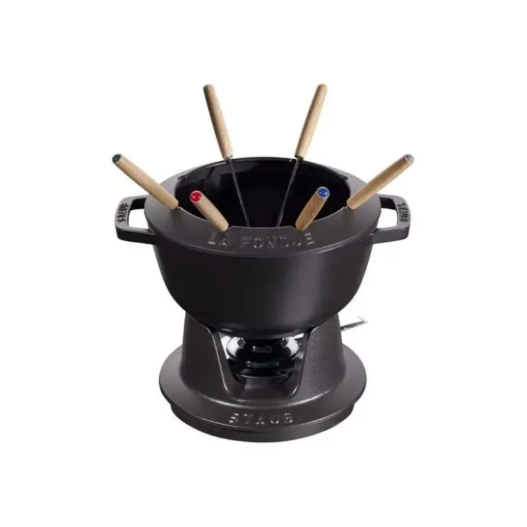 Staub Set Fonduta Gourmet 20 cm Nero in Ghisa- Set Fonduta E Crepiere