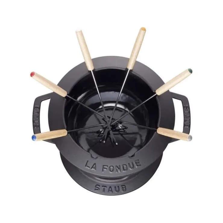 Staub Set Fonduta Gourmet 20 cm Nero in Ghisa- Set Fonduta E Crepiere