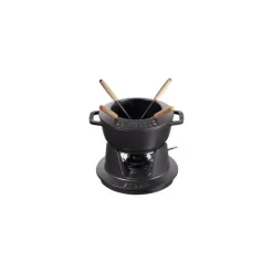 Staub Set Fonduta Gourmet 16 cm Nero in Ghisa- Set Fonduta E Crepiere