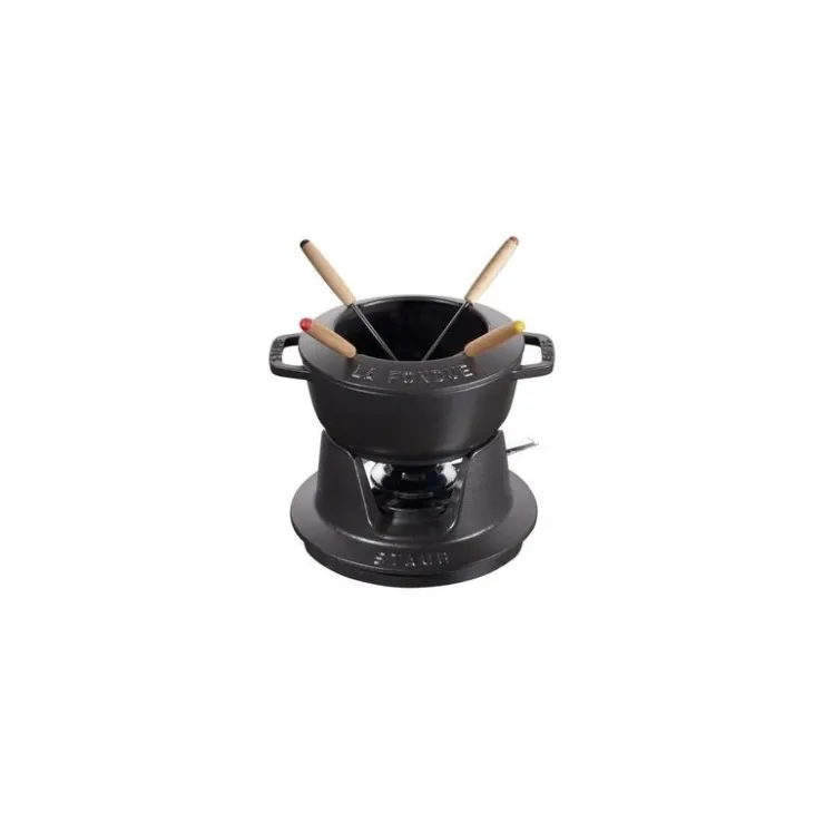 Staub Set Fonduta Gourmet 16 cm Nero in Ghisa- Set Fonduta E Crepiere