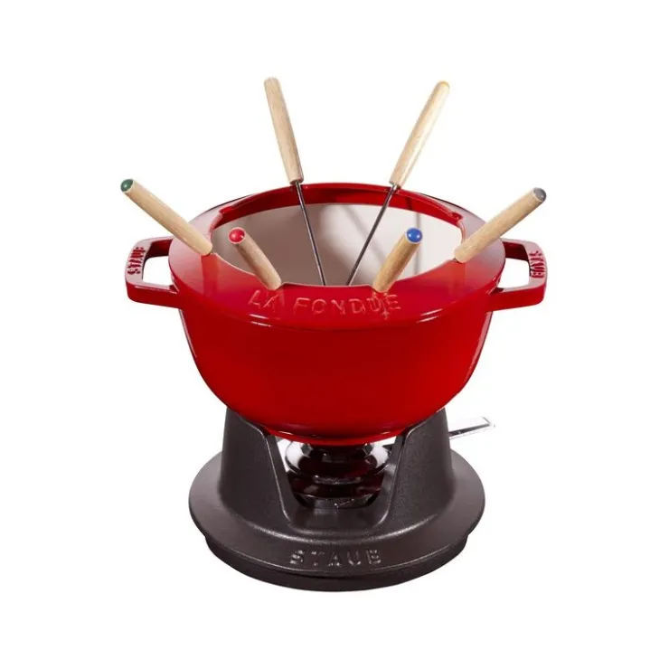 Staub Set Fonduta Gourmet 18 cm Rosso in Ghisa- Set Fonduta E Crepiere