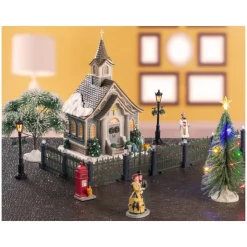Lemax Small Town Church Set con Alimentatore 4.5V Cod. 56670- Lemax Starter Pack|Novità Lemax Natale 2025