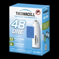 Thermacell Ricarica 48 ore - 4 Cartucce di Gas Butano + 12 Piastrine- Dispositivi Antizanzara Thermacell