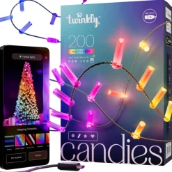 Twinkly CANDIES a Candela Luci di Natale Smart 200 Led RGB II Generazione Cavo Verde- Twinkly Home|Twinkly Strings
