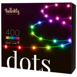 Twinkly DOTS Striscia 20 m 400 Led RGB BT + WiFi Cavo Nero- Twinkly Home|Luci Di Natale