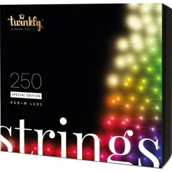 Twinkly STRINGS Luci di Natale Smart 250 Led RGBW II Generazione Cavo Nero- Twinkly Strings|Luci Di Natale