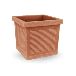 Veca Vaso Millerighe Quadro Ducale- Vasi In Resina Cotto Toscano|Vasi Quadrati In Resina