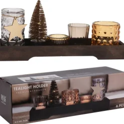 Koopman Vassoio Porta Tea Light Deco - 6 Pezzi- Complementi D'Arredo|Candele E Accessori